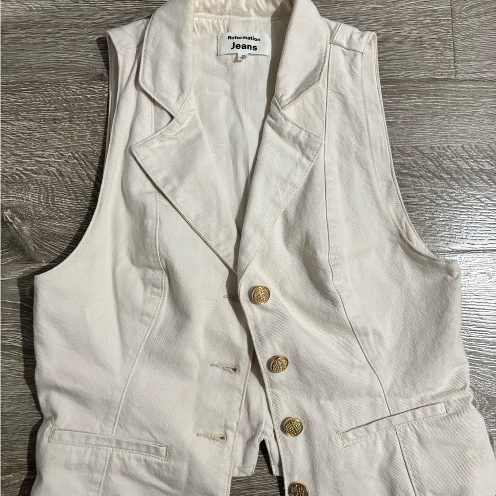 Reformation Nova Vest Cream, Size: 10 - Picture 3 of 7